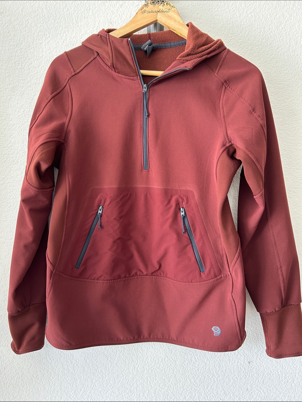 Mountain Hardwear Rust Half-Zip Hooded Ski Pullover lightweight size S
